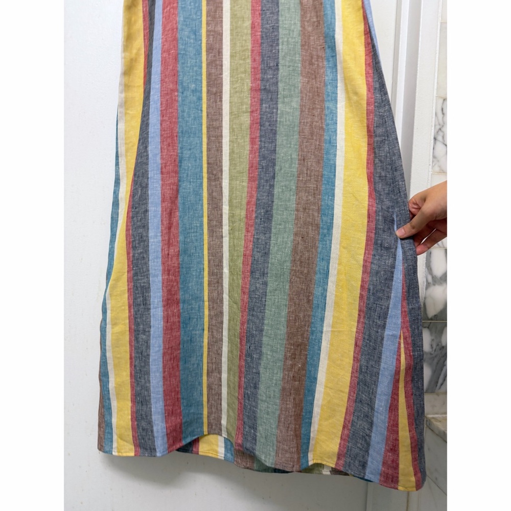 NWT Staud Laura Linen Maxi Dress Market Stripe Colorful Rainbow Sundress S - Picture 11 of 11